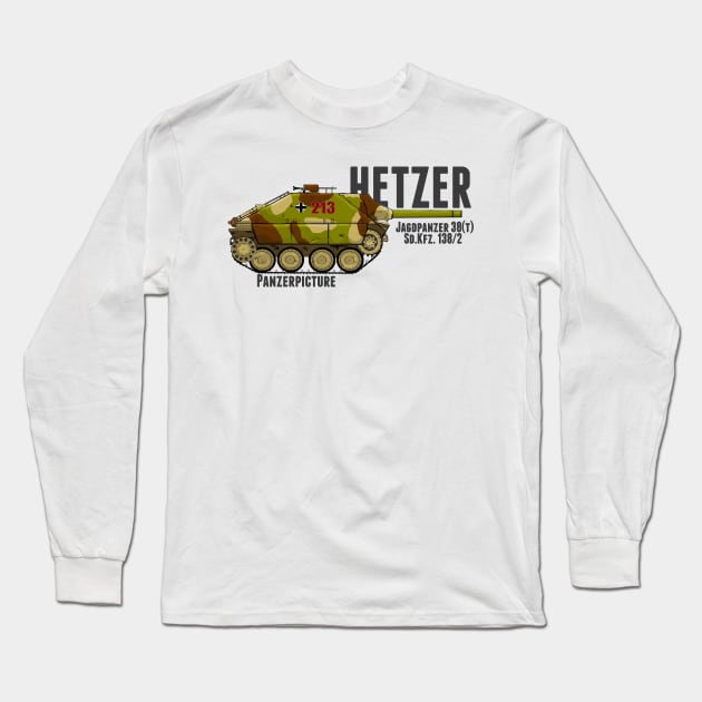 Jagdpanzer Hetzer T-shirt Long Sleeve T-Shirt by Panzerpicture